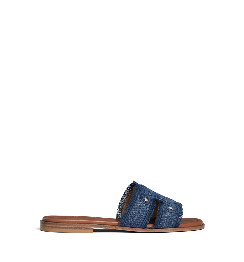 Celine Marina Fringed Mule in Denim