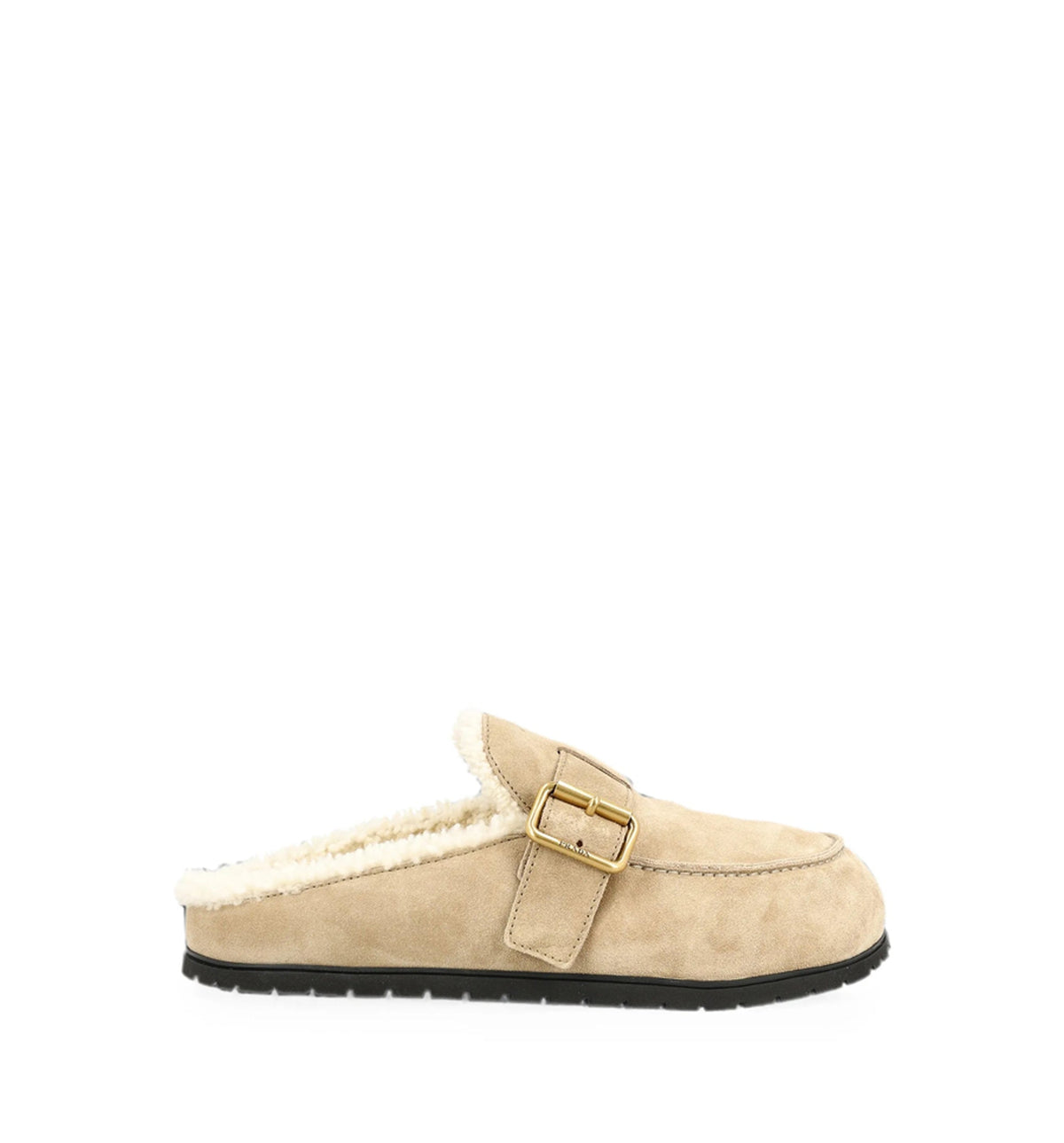 Buckle-fastening Shearling-lined Mules