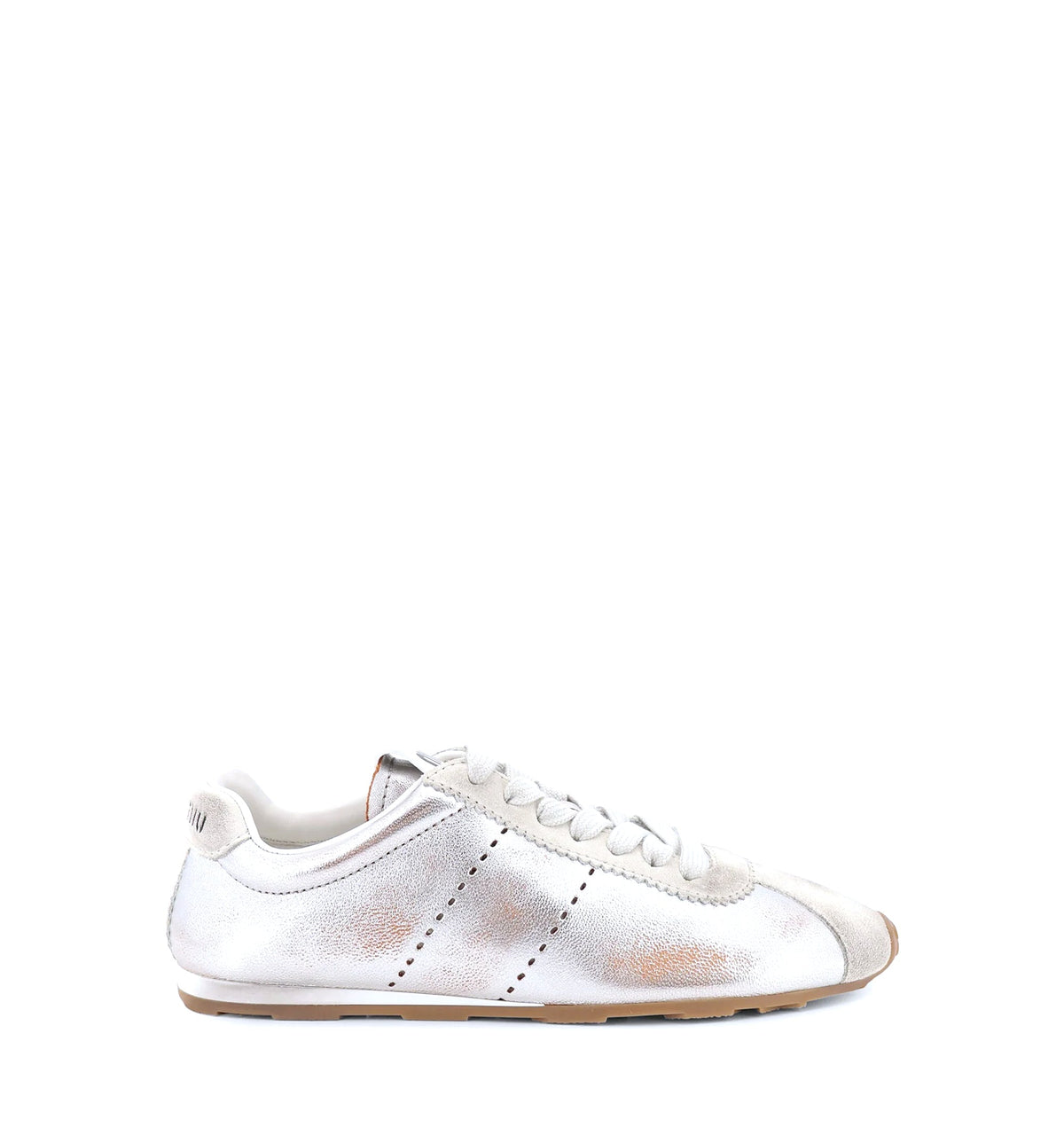 Plume vintage silver leather sneakers