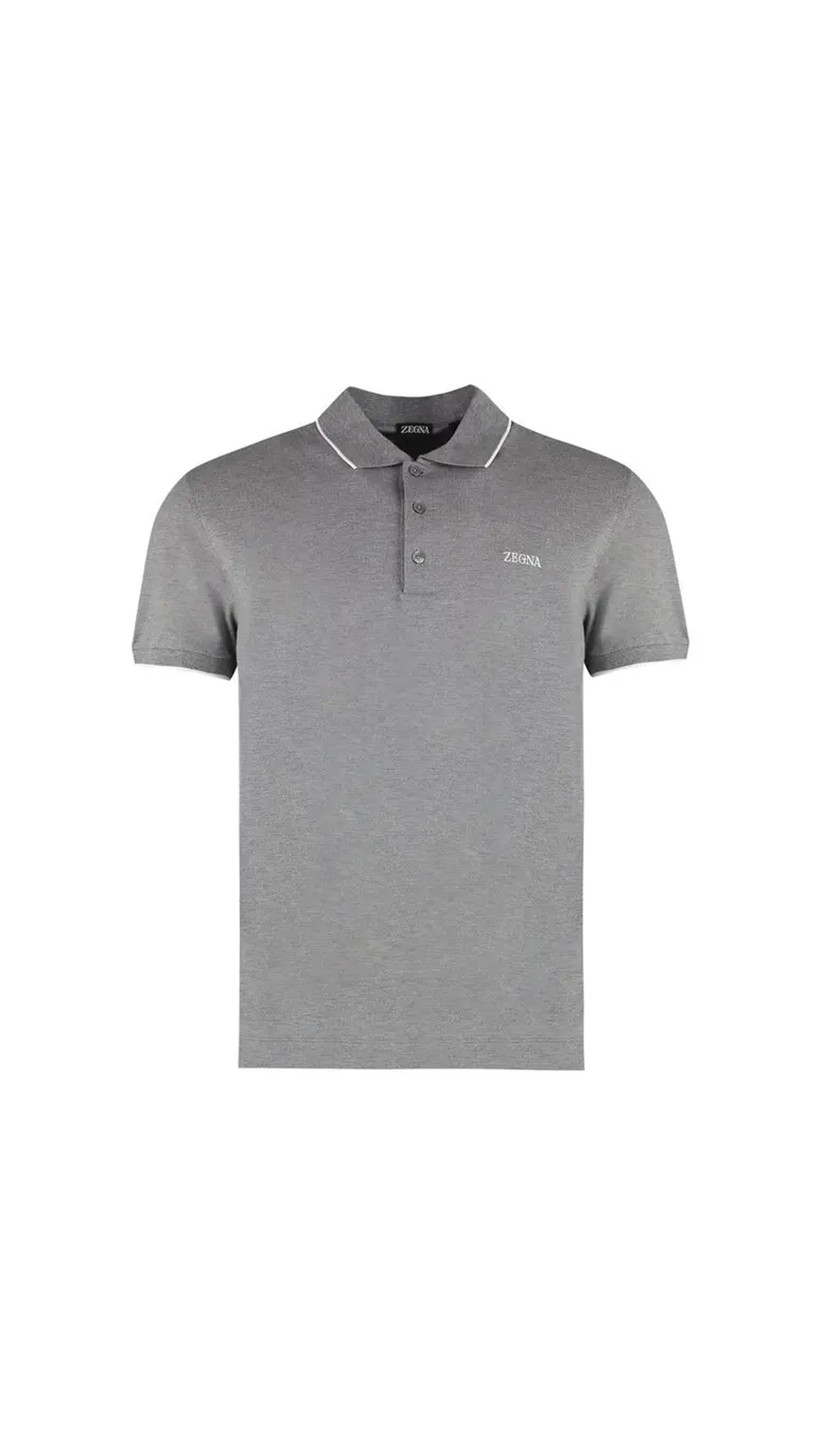 Logo Embroidered Polo Shirt- Grey