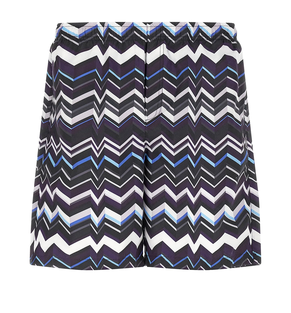 Long Swim Shorts With Irregular Zigzag Print
