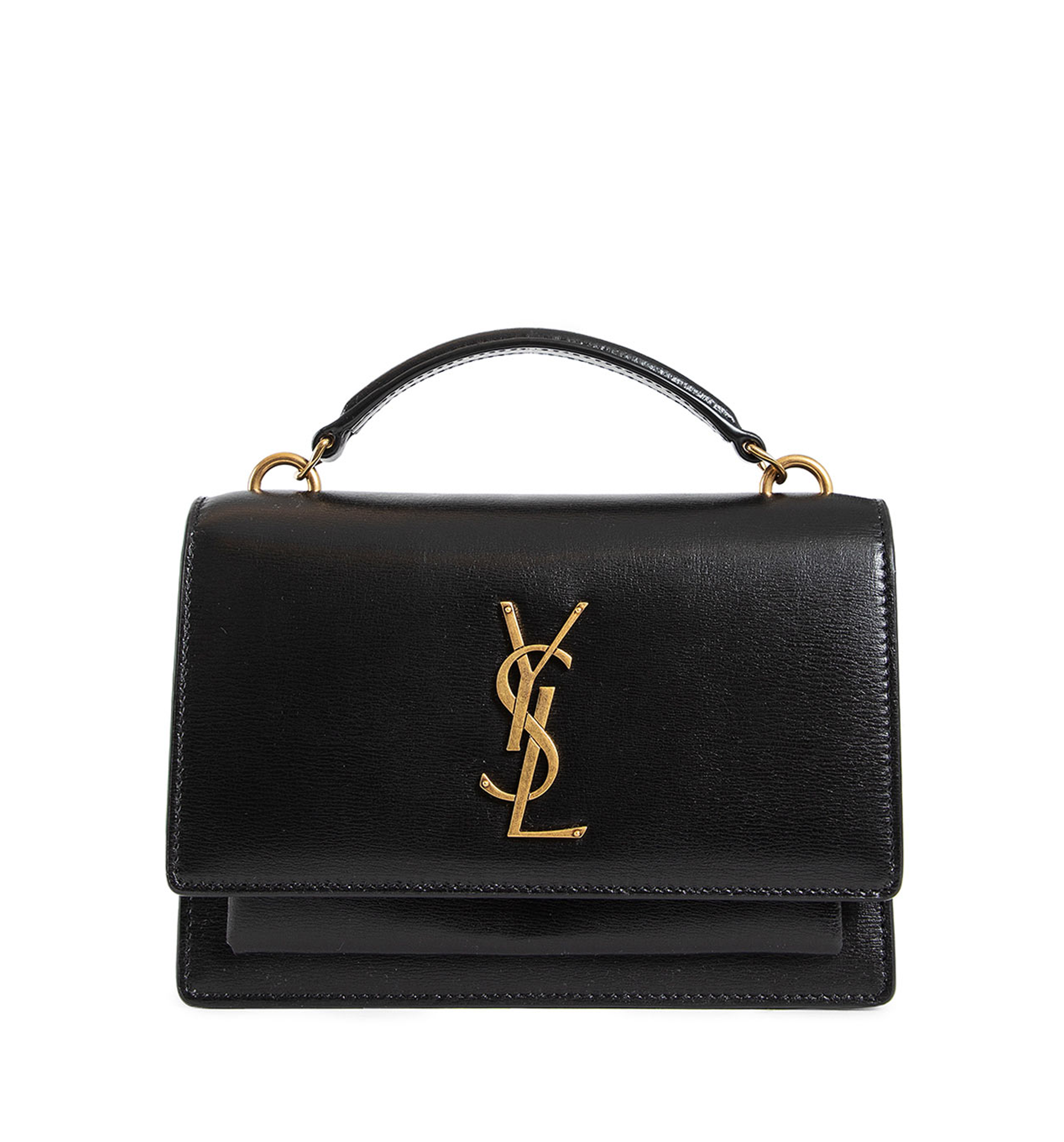 Sunset Chain Bag in Smooth Leather - Black