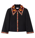 Cotton Jacket with Embroidered Collar