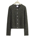 Cardigan in Virgin Wool-Cashmere-Blend Tweed Embroidered with Sequins
