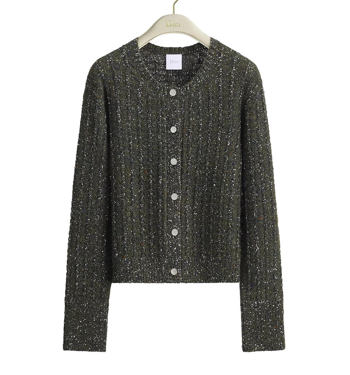 Cardigan in Virgin Wool-Cashmere-Blend Tweed Embroidered with Sequins