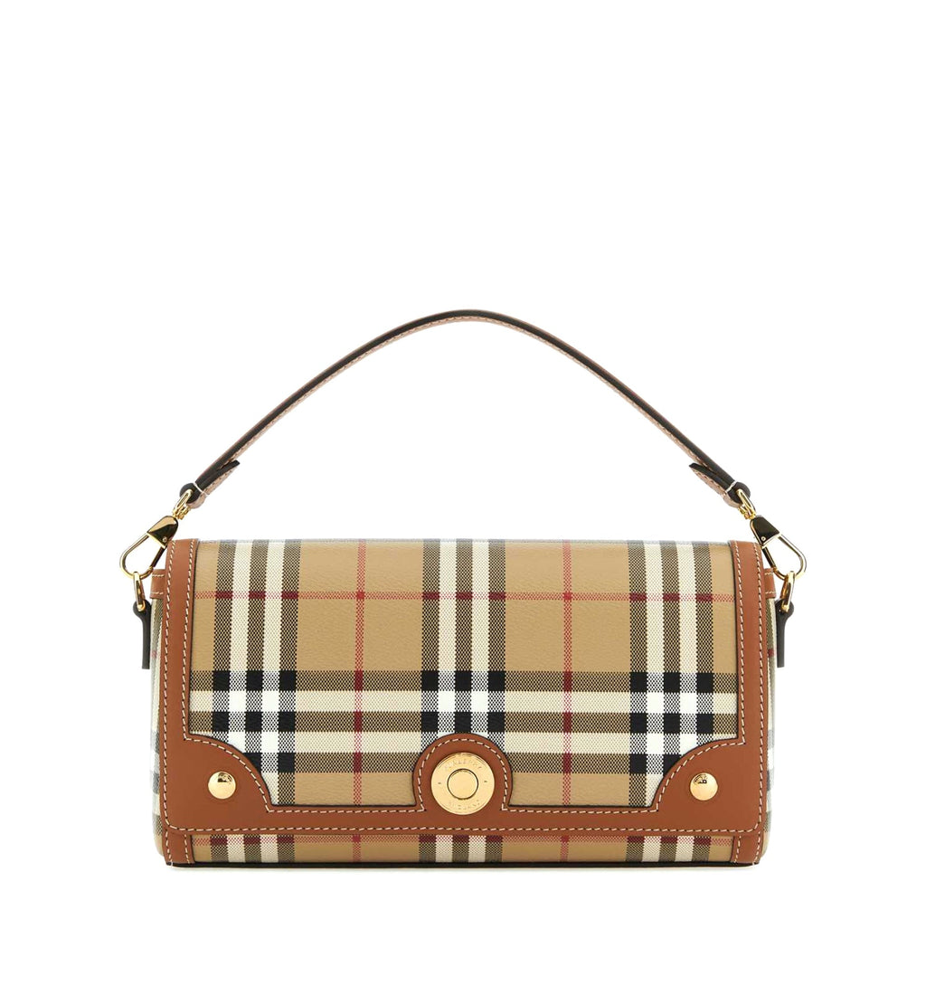 Printed Canvas And Leather Note Handbag