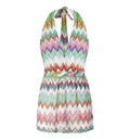 Short Jumpsuit In Lamé Viscose With Macro Zigzag Pattern