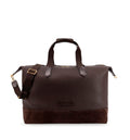 Leather travel bag with suede inserts