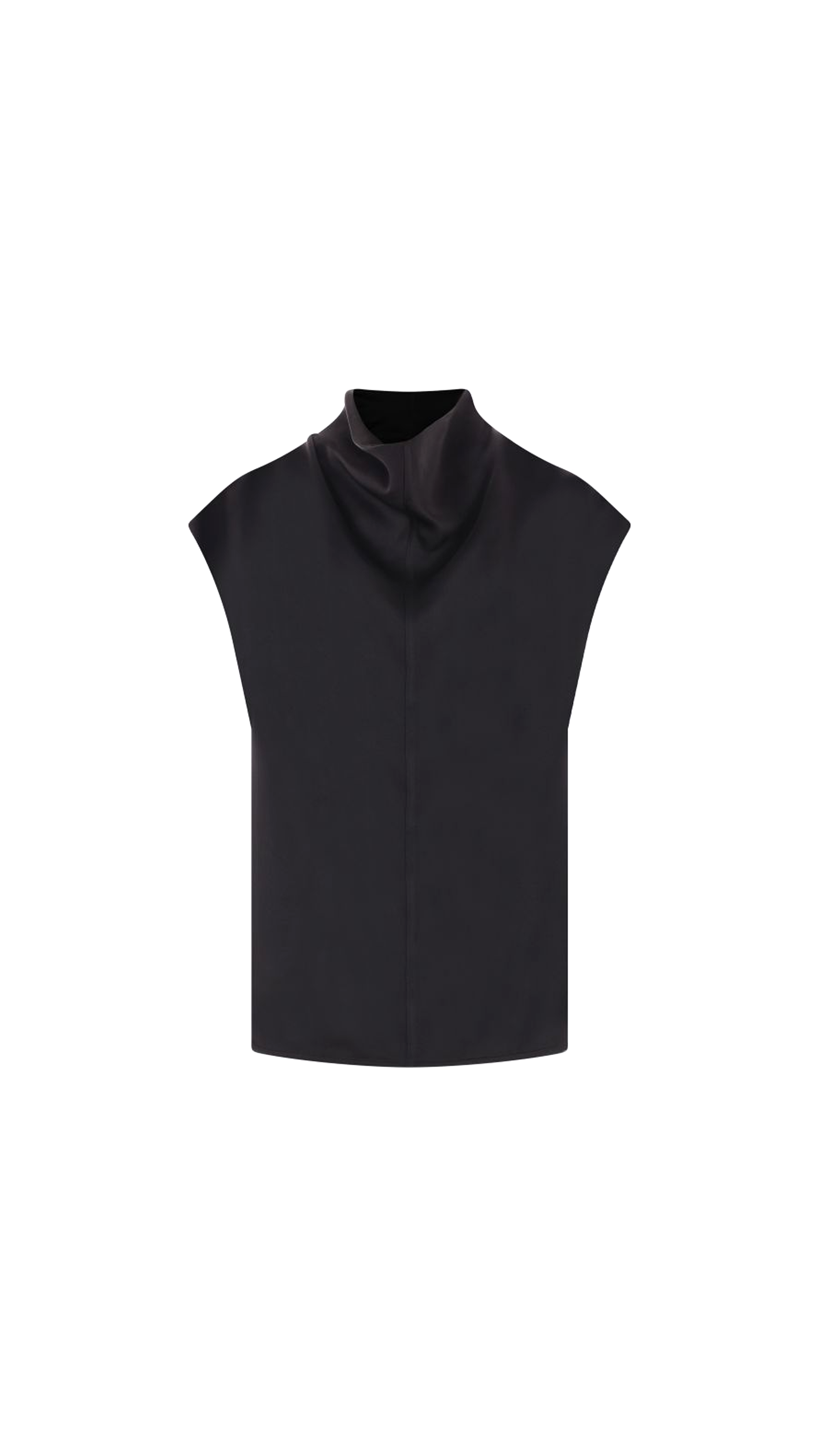 Black Collared Sleeveless Top - Black