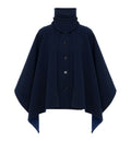 High-neck short cape coat in washed double-face wool