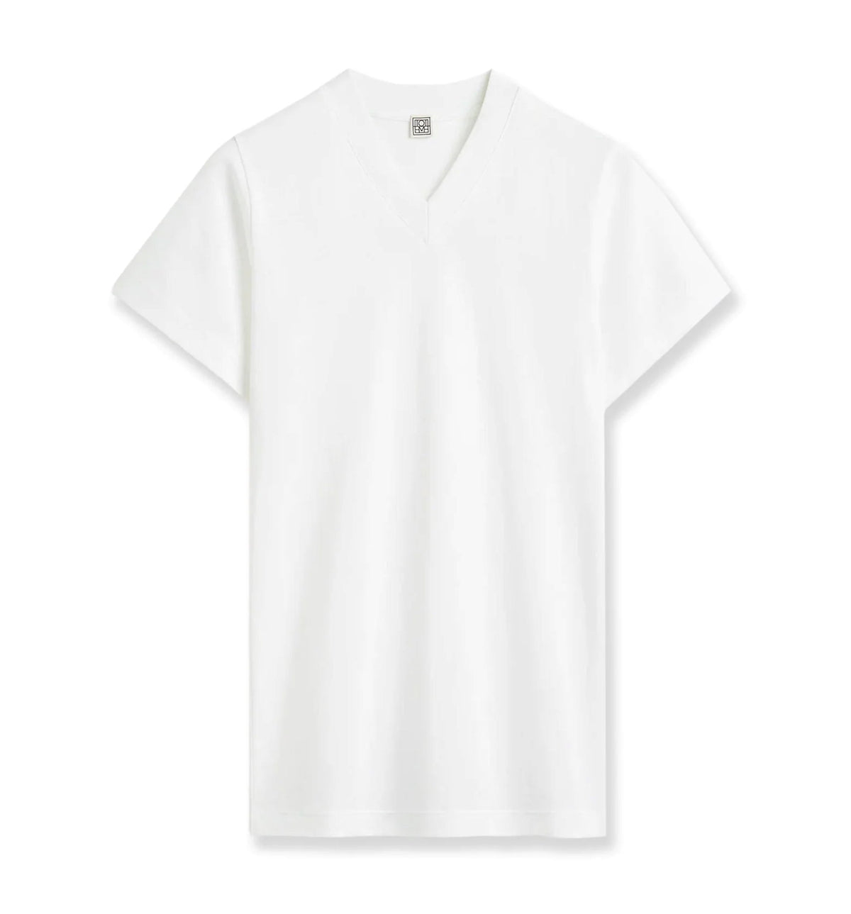 Wide-ribbed v-neck tee optic