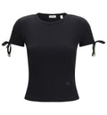 Cropped Tie-Sleeve Cotton T-Shirt