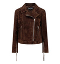 Suede Biker Jacket With T Trim