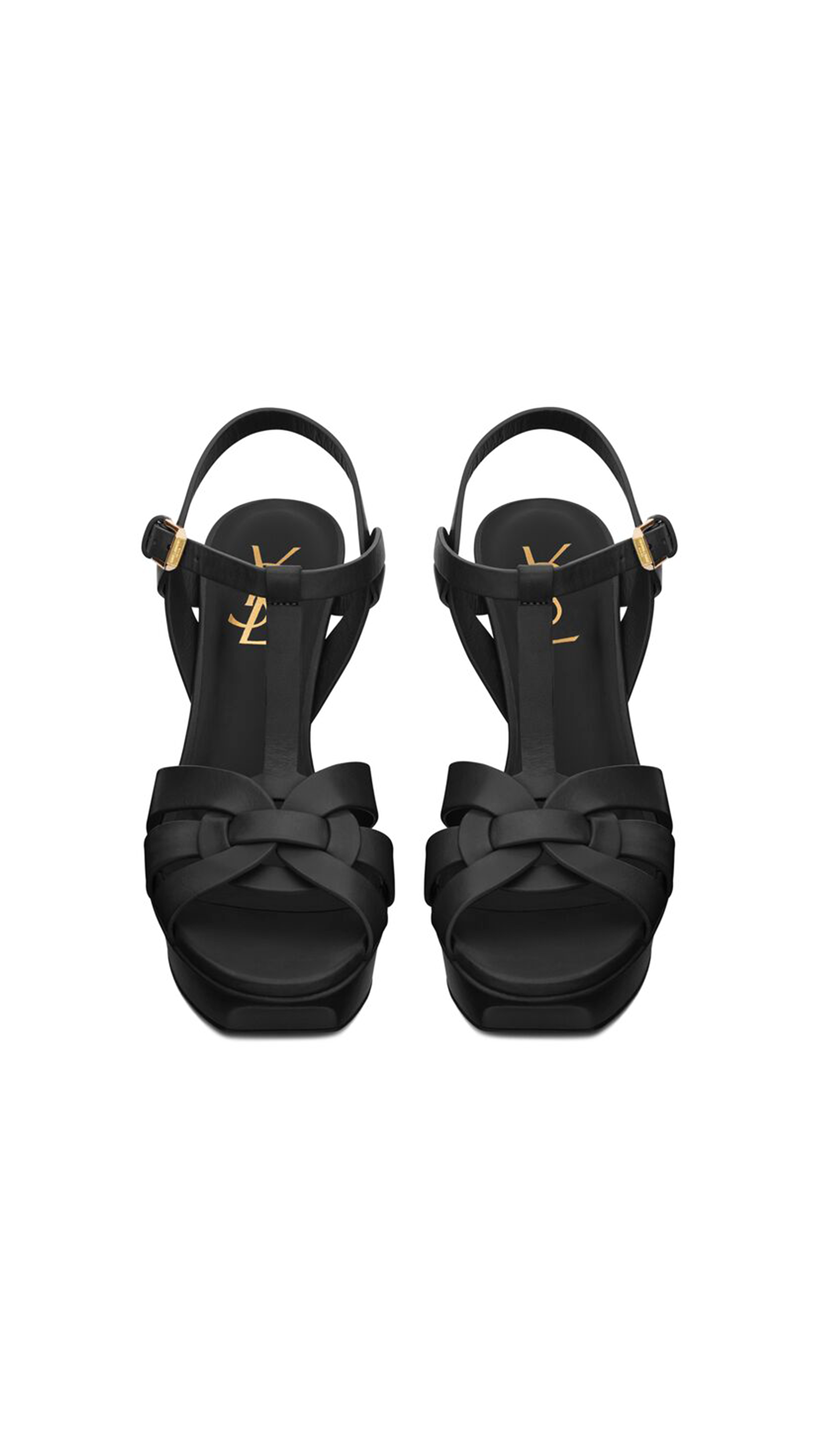 Tribute Platform Sandals in Smooth Leather - Black