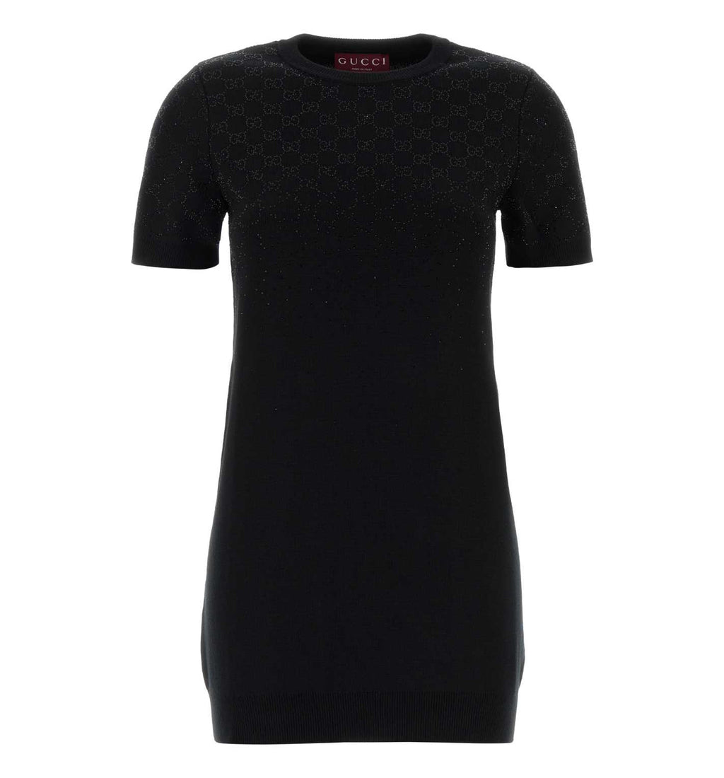 Fine Wool Dress With GG Crystals