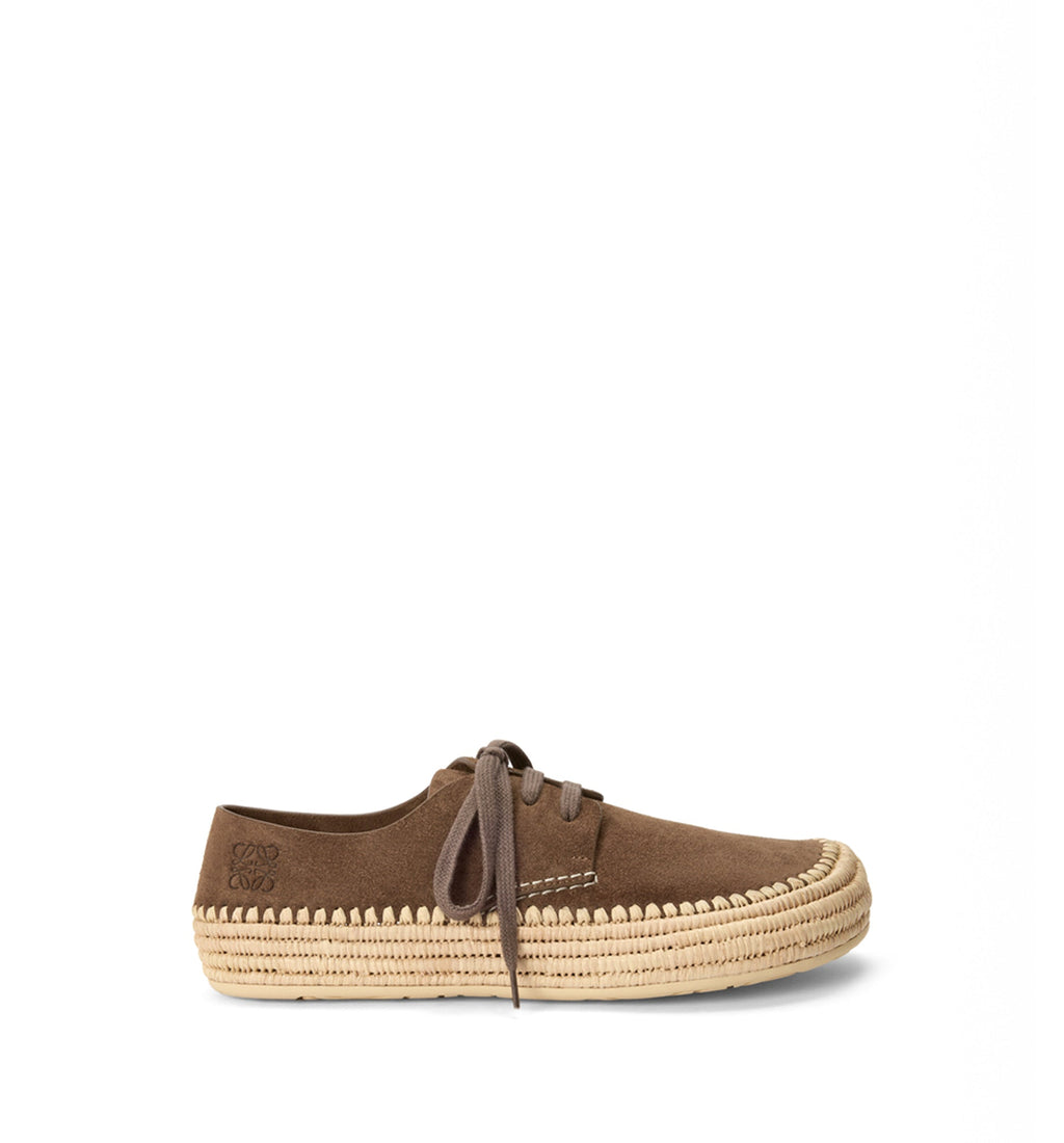 Rio Lace-up In Suede And Raffia