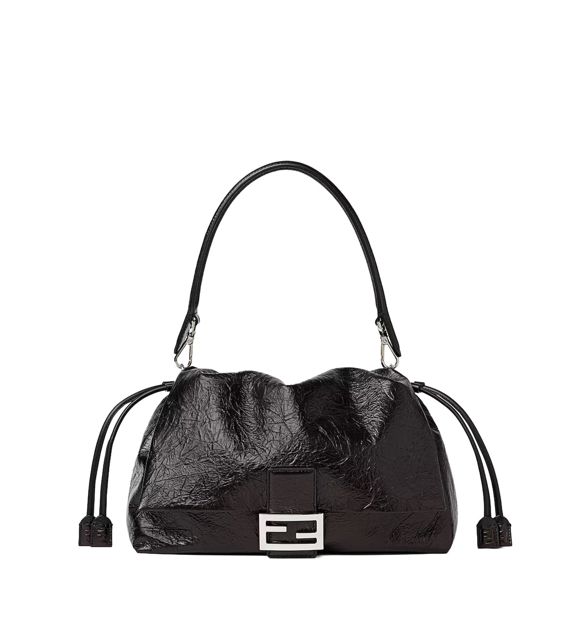 Baguette Soft Large Crackled Black Leather Bag