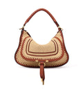 Small Marcie shoulder bag in raffia-effect