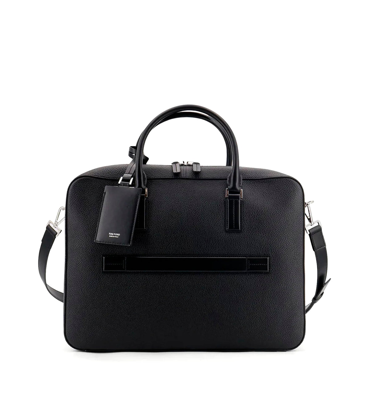 Leather work bag with front lettering logo