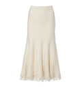 Fringed Wool Knit Midi Skirt