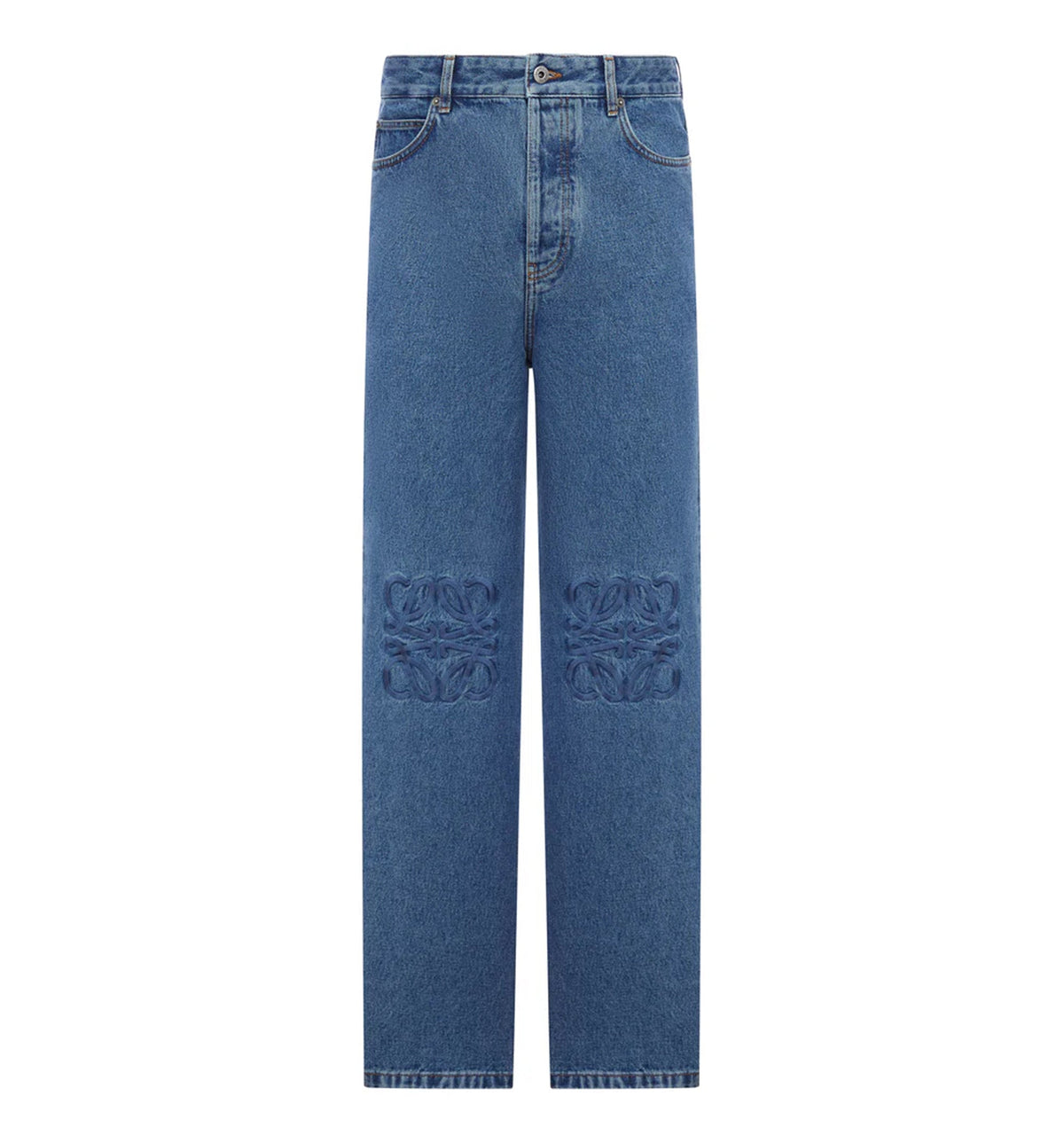 Anagram-Embroidered Baggy Jeans