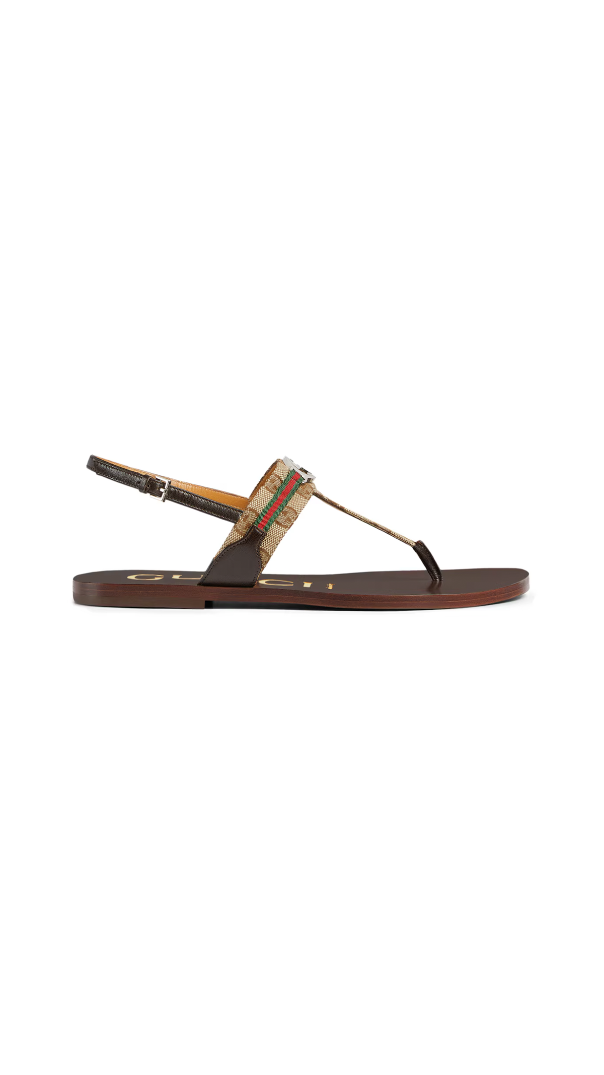Interlocking G Web Sandals - Brown