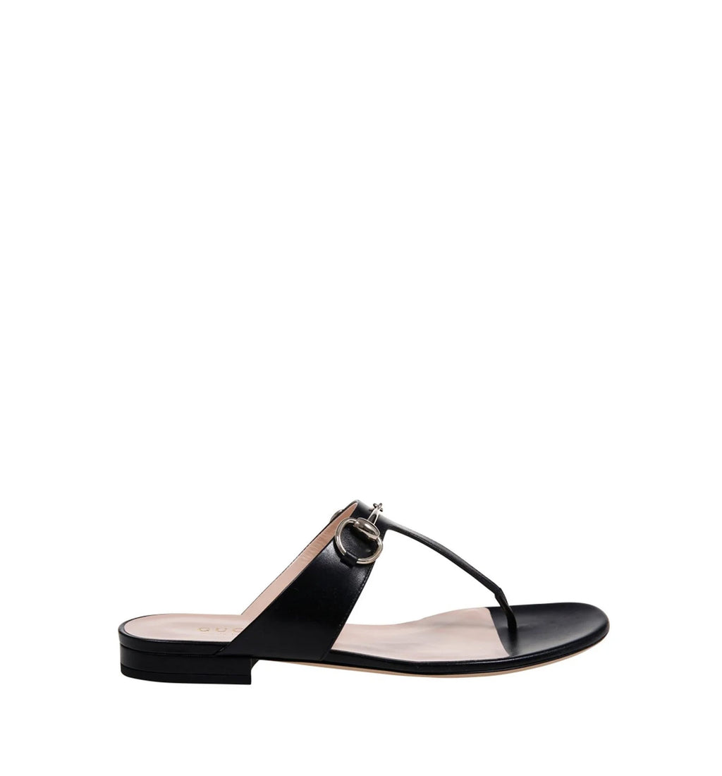 Lady Horsebit Leather Thong Sandals