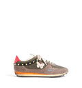 Stud Up Sneaker in Split Leather and Nylon with Butterfly Embroidery