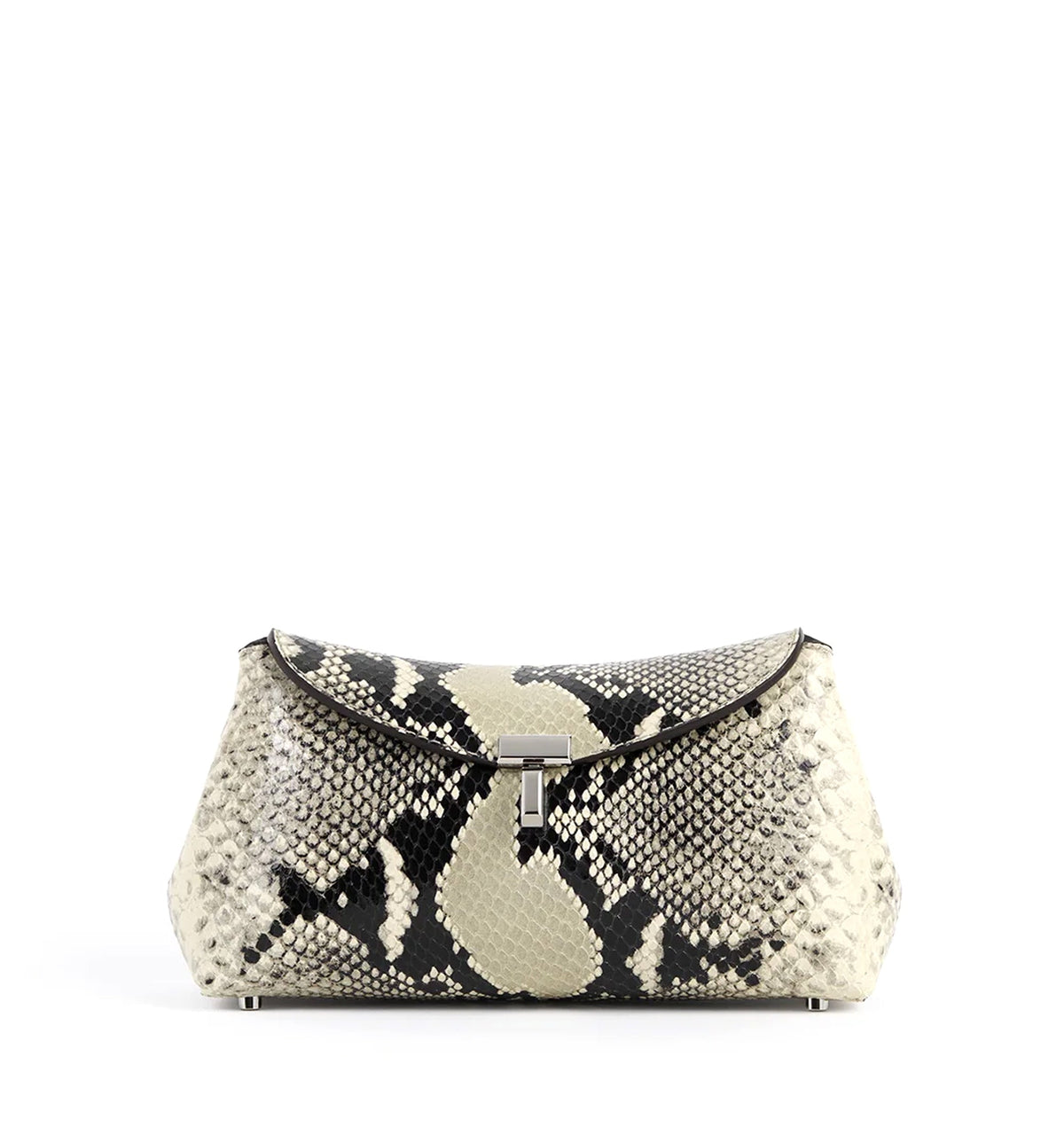 Mini t-lock python-embossed clutch