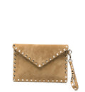 Camel suede Rockstud clutch