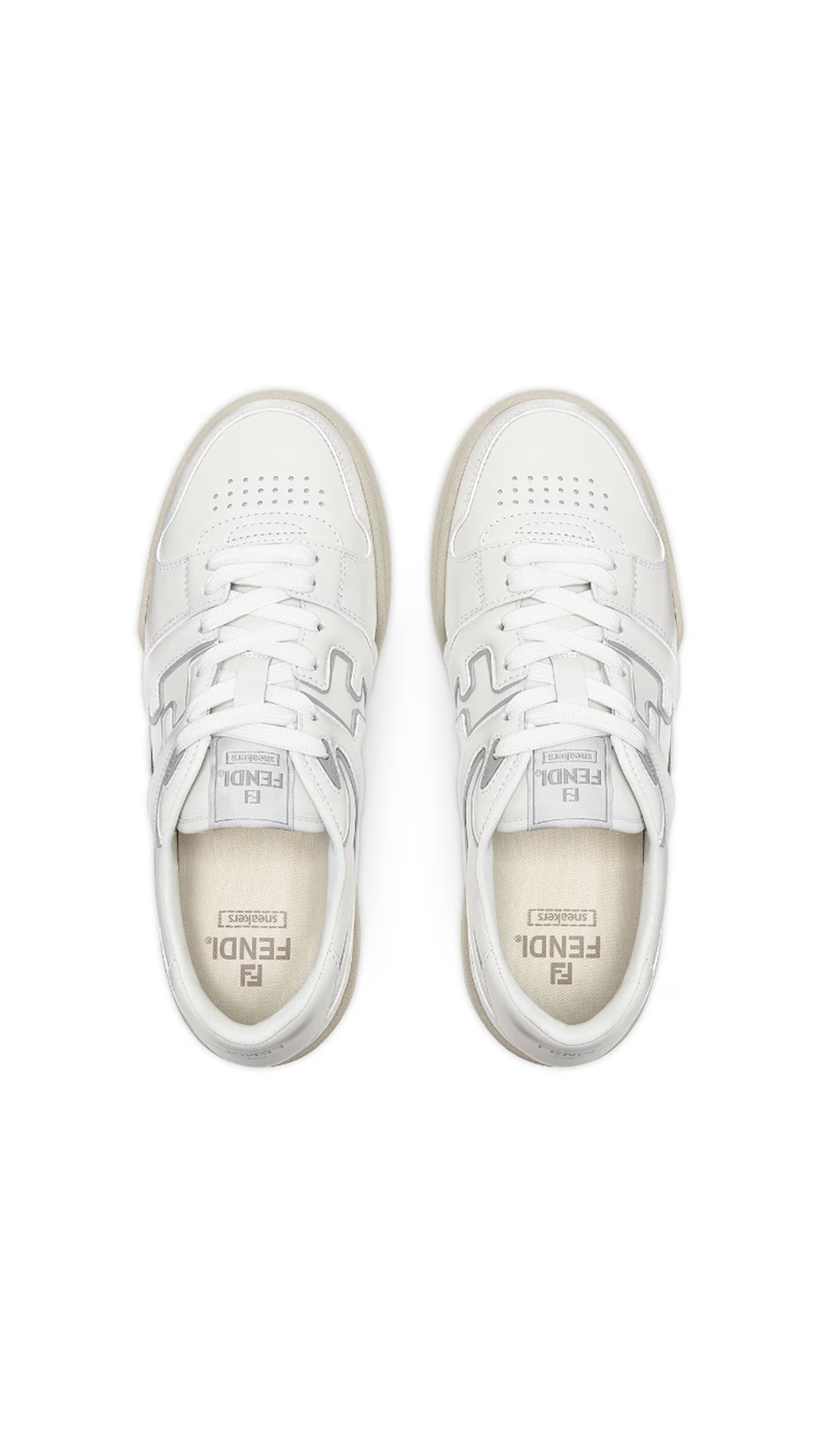 Fendi Match Leather Sneakers - White/Grey