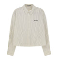 Striped Cotton Poplin Crop Shirt With Logo