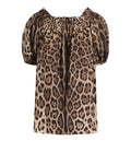 Short-Sleeved Leopard-Print Poplin Top