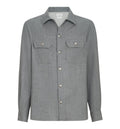 Virgin wool flannel overshirt with spread collar and chest pockets