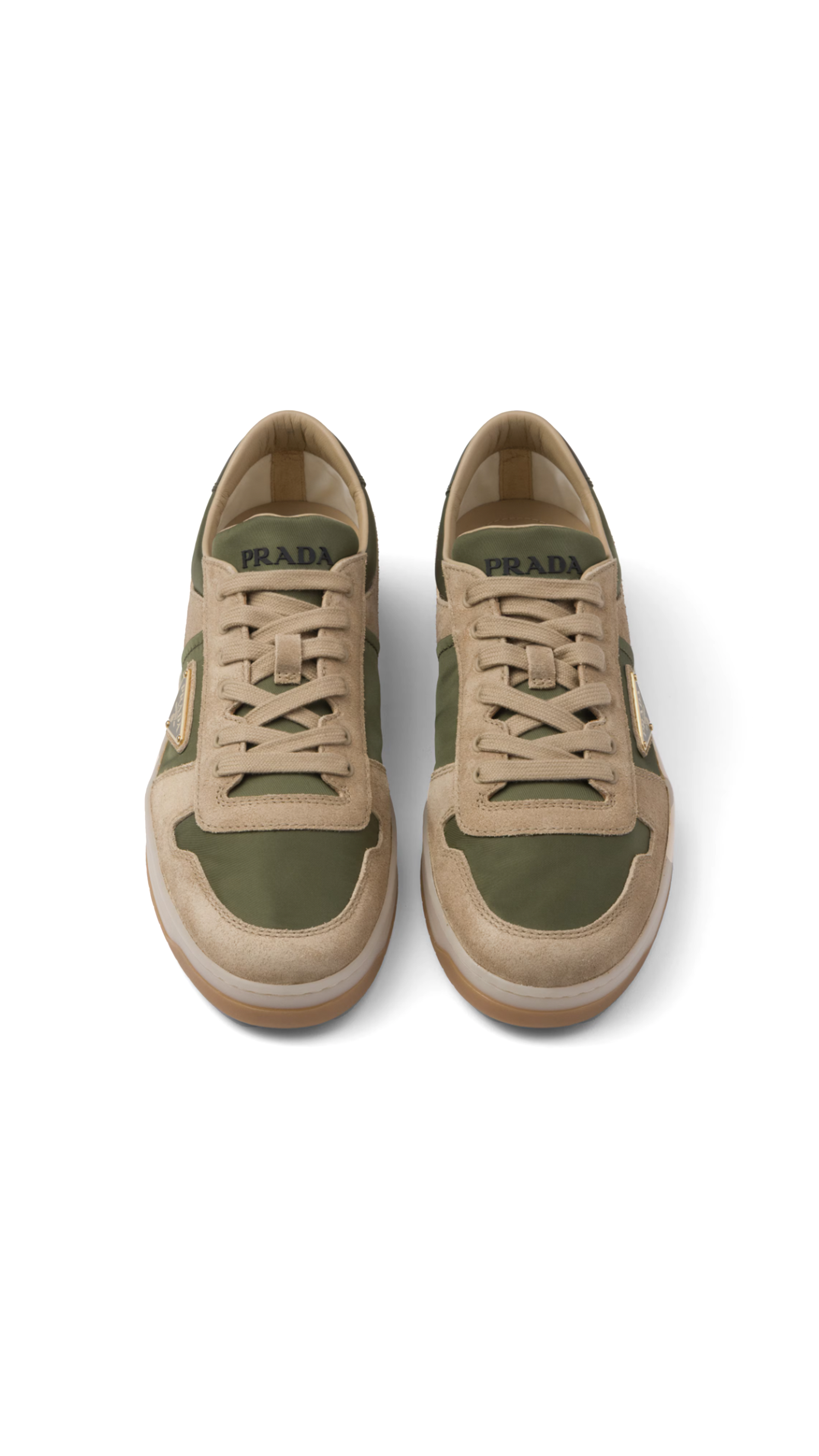 Downtown Delavé Suede and Re-Nylon Sneakers - Ecru/Military