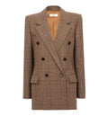 Double-breasted tailored jacket in check wool
