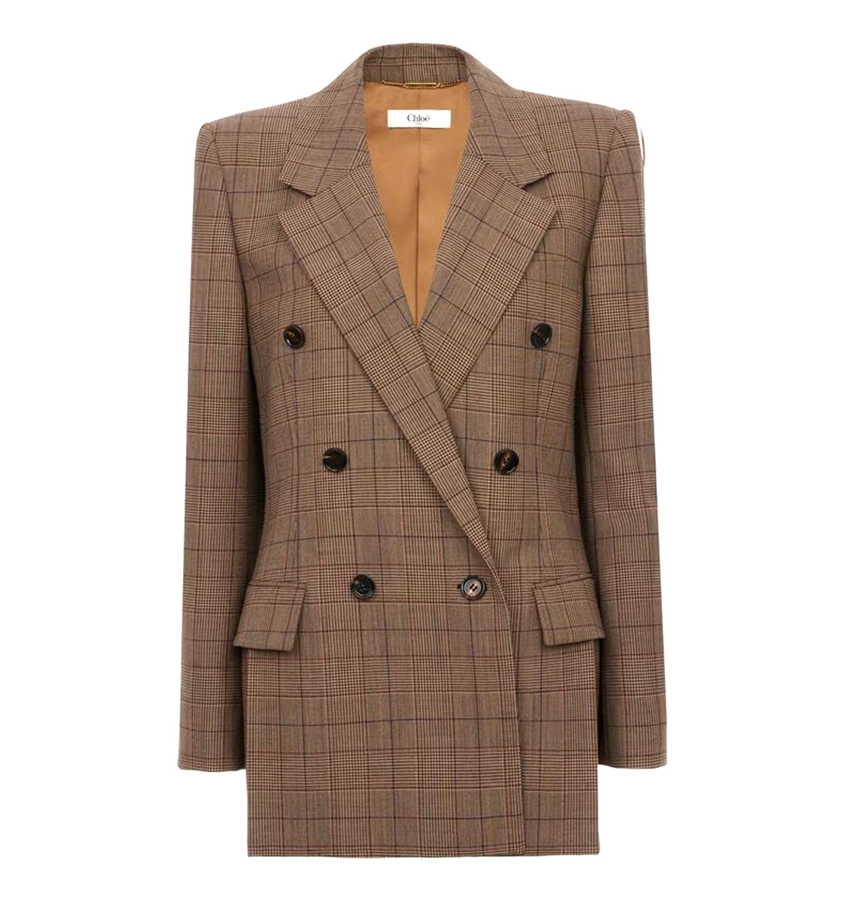 Double-breasted tailored jacket in check wool