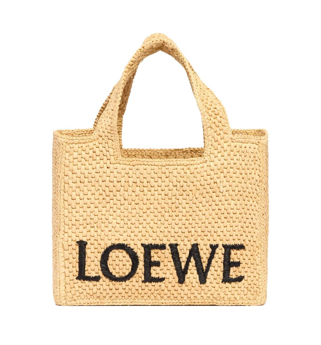 Small LOEWE Font Tote In Raffia