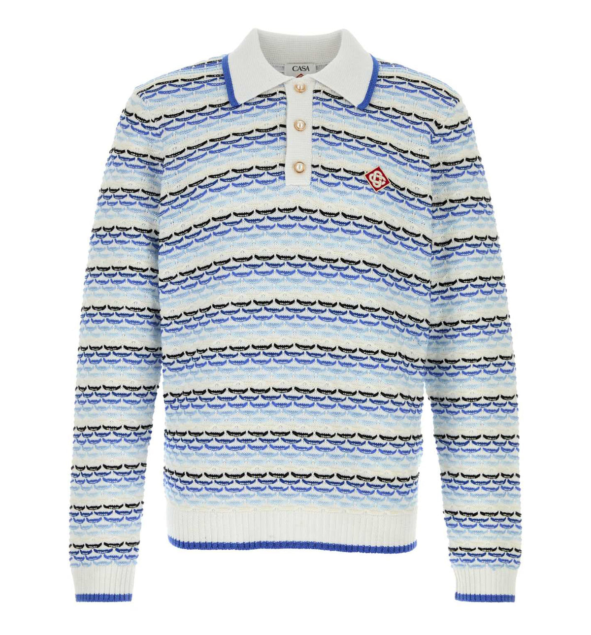 Tuck Stitch Long Sleeve Polo Shirt