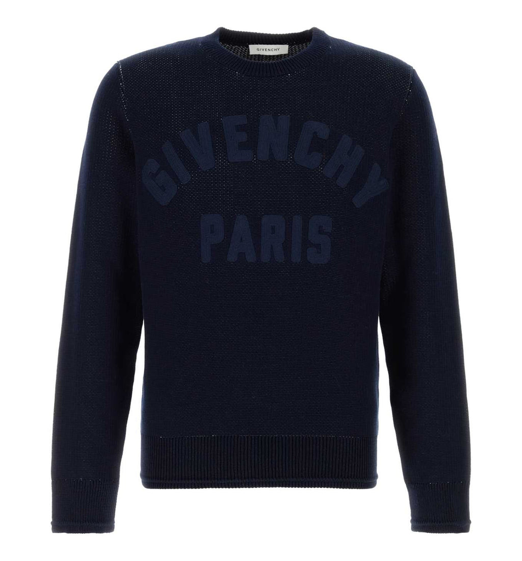 Sweater in Cotton Knit with GIVENCHY Paris Embroidery