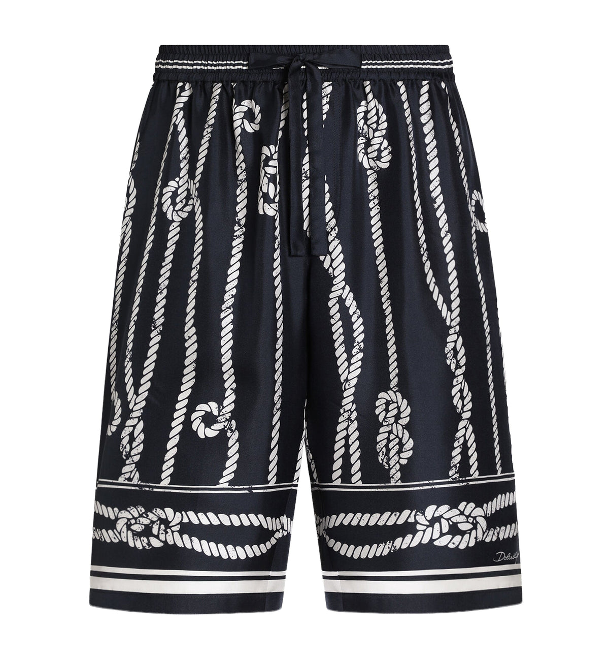 Marina-Print Silk Twill Vanity Bermuda Shorts