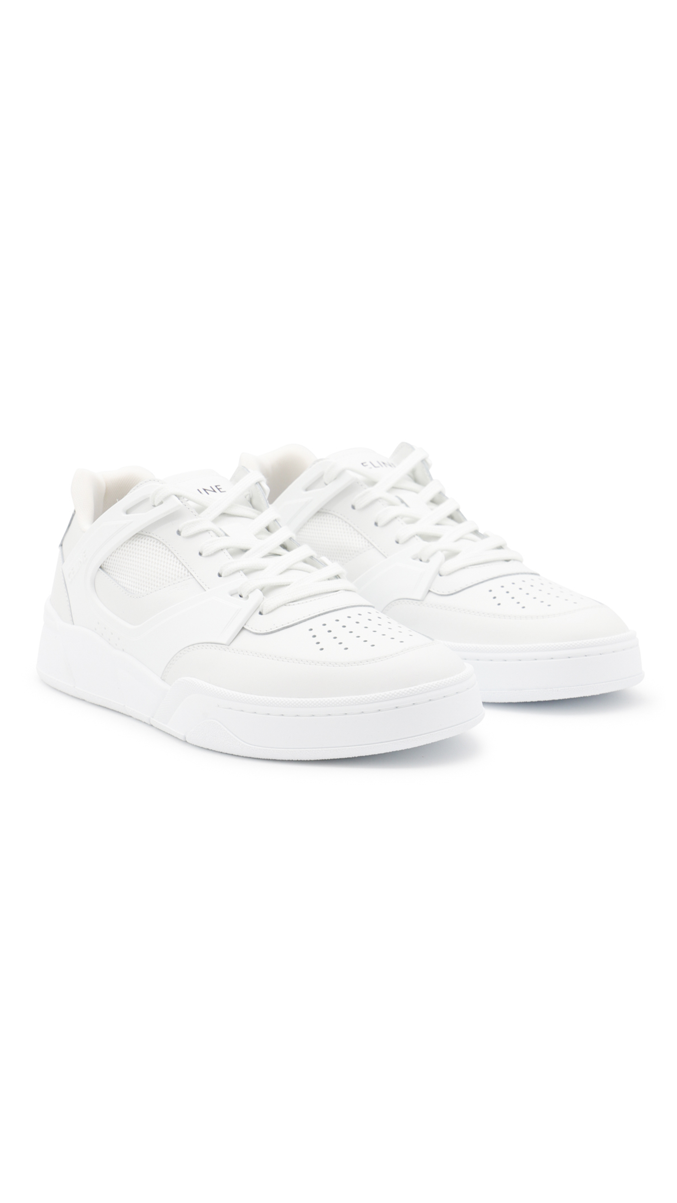 CT-09 Low Lace-up Sneaker in Calfskin and Mesh - Optic White