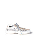 Bubble embroidered technical fabric and suede sneakers