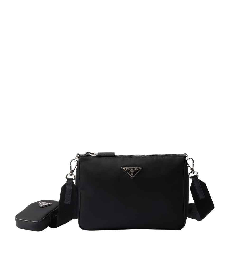 Re-Nylon And Saffiano Leather Crossbody Bag