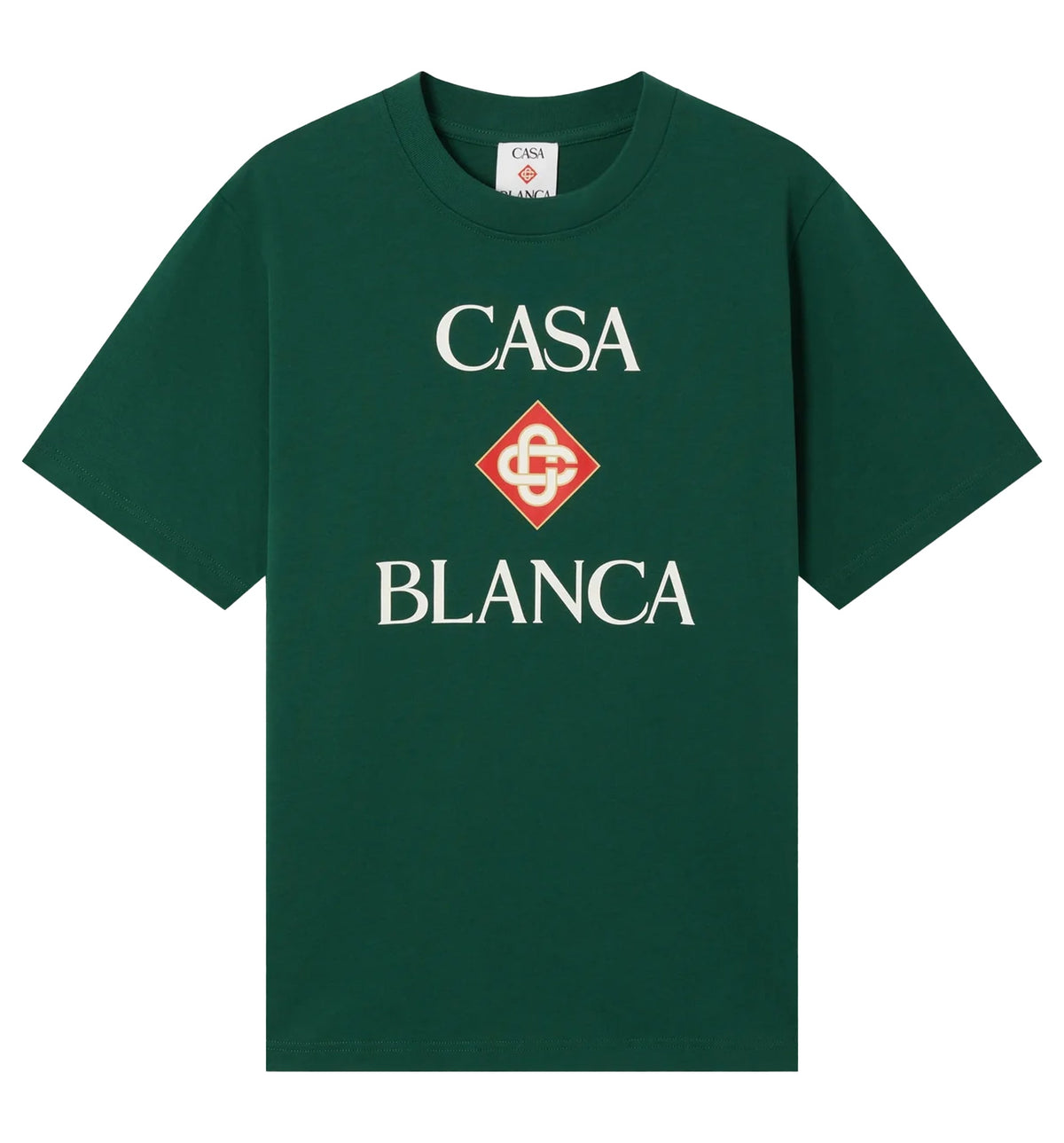 Green Casablanca Diamond Logo Short Sleeve T‑Shirt