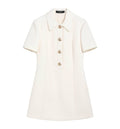 Crêpe wool dress with Double G button