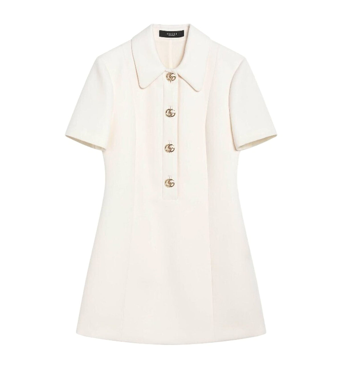 Crêpe wool dress with Double G button