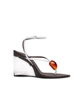 Invisible Jewel Wedge Sandals In Patent Calfskin