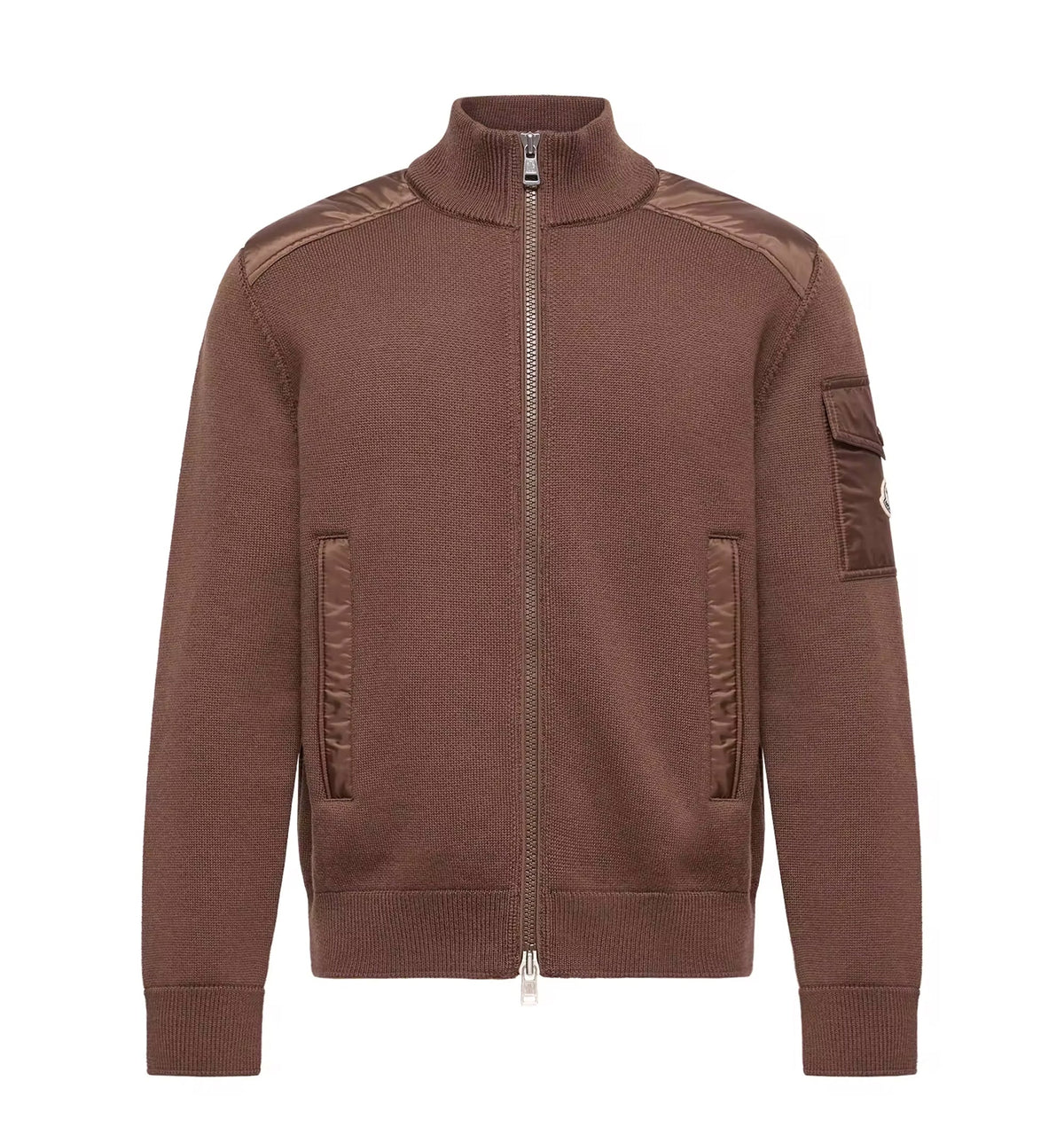 Padded Wool Zip-Up Cardigan