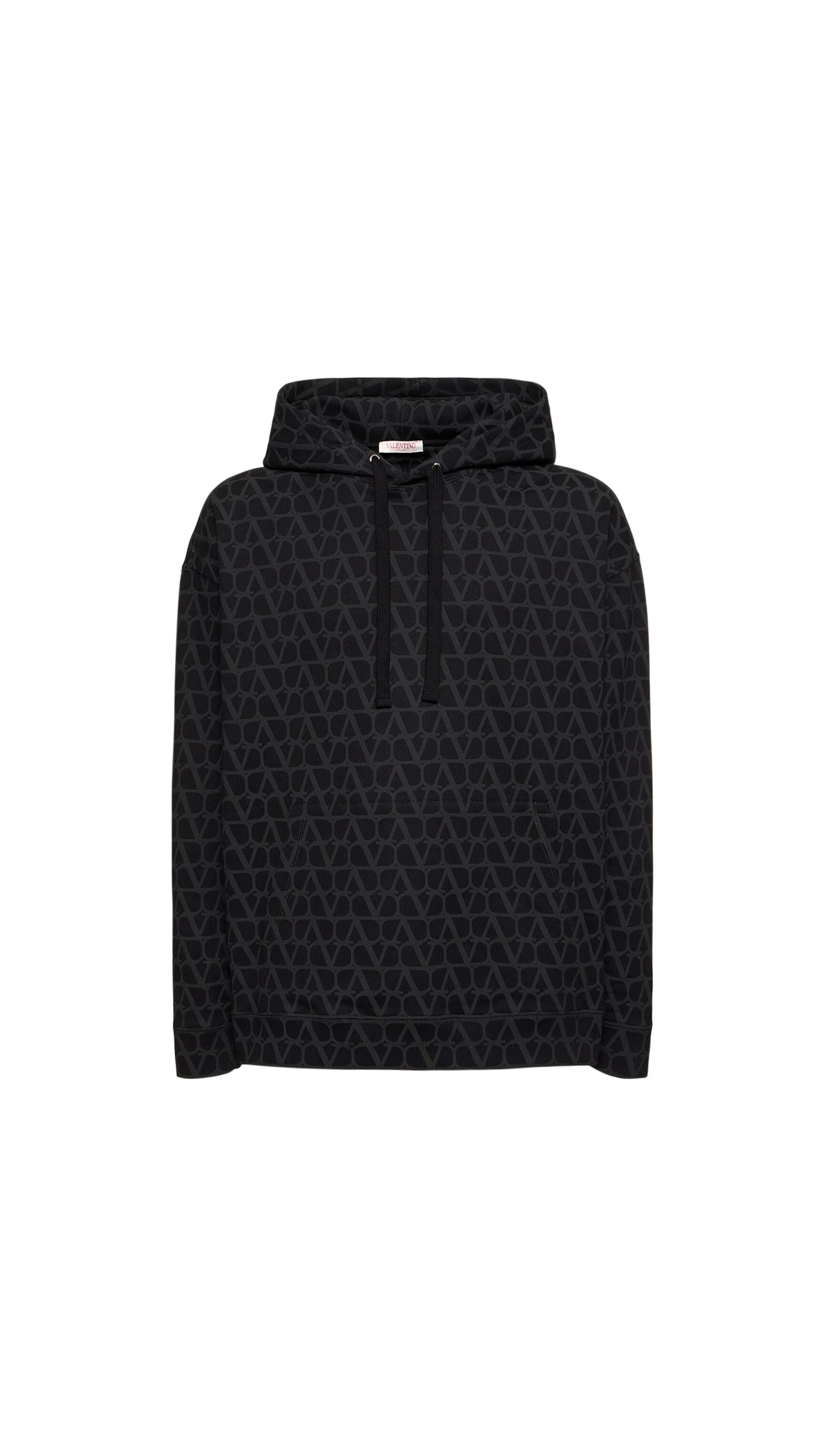 Cotton Hooded Sweatshirt With Toile Iconographe Print - Grey/Black